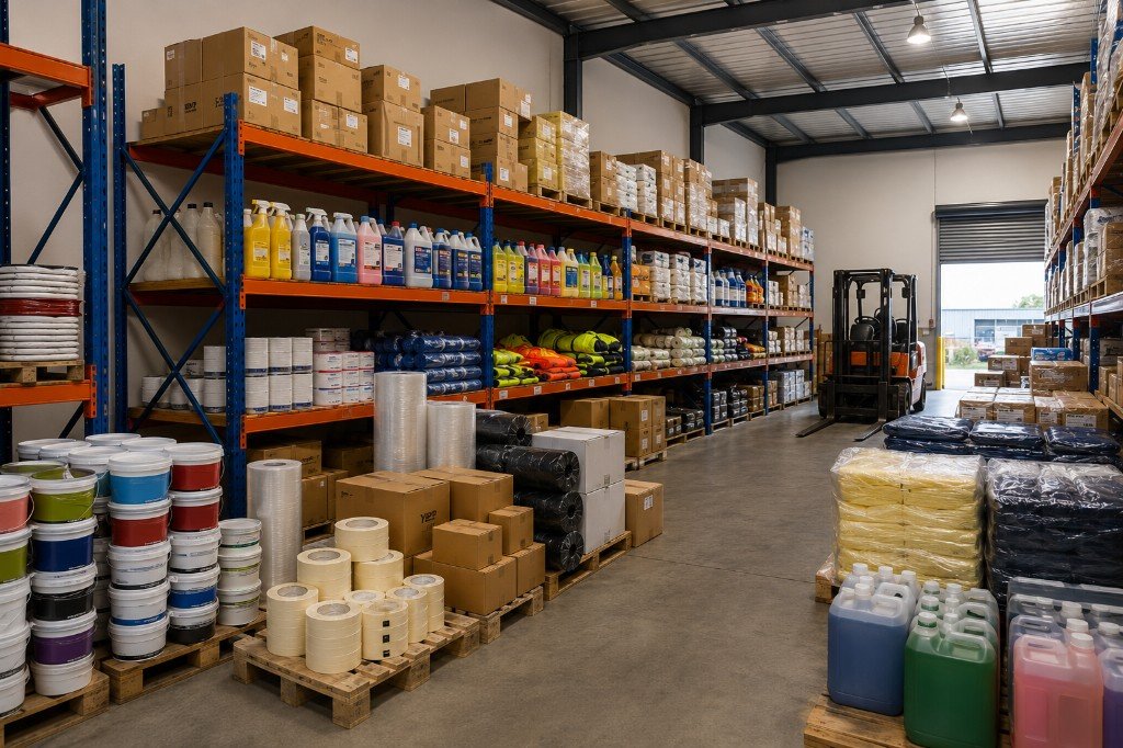 YPP warehouse stocked with industrial and business supplies
