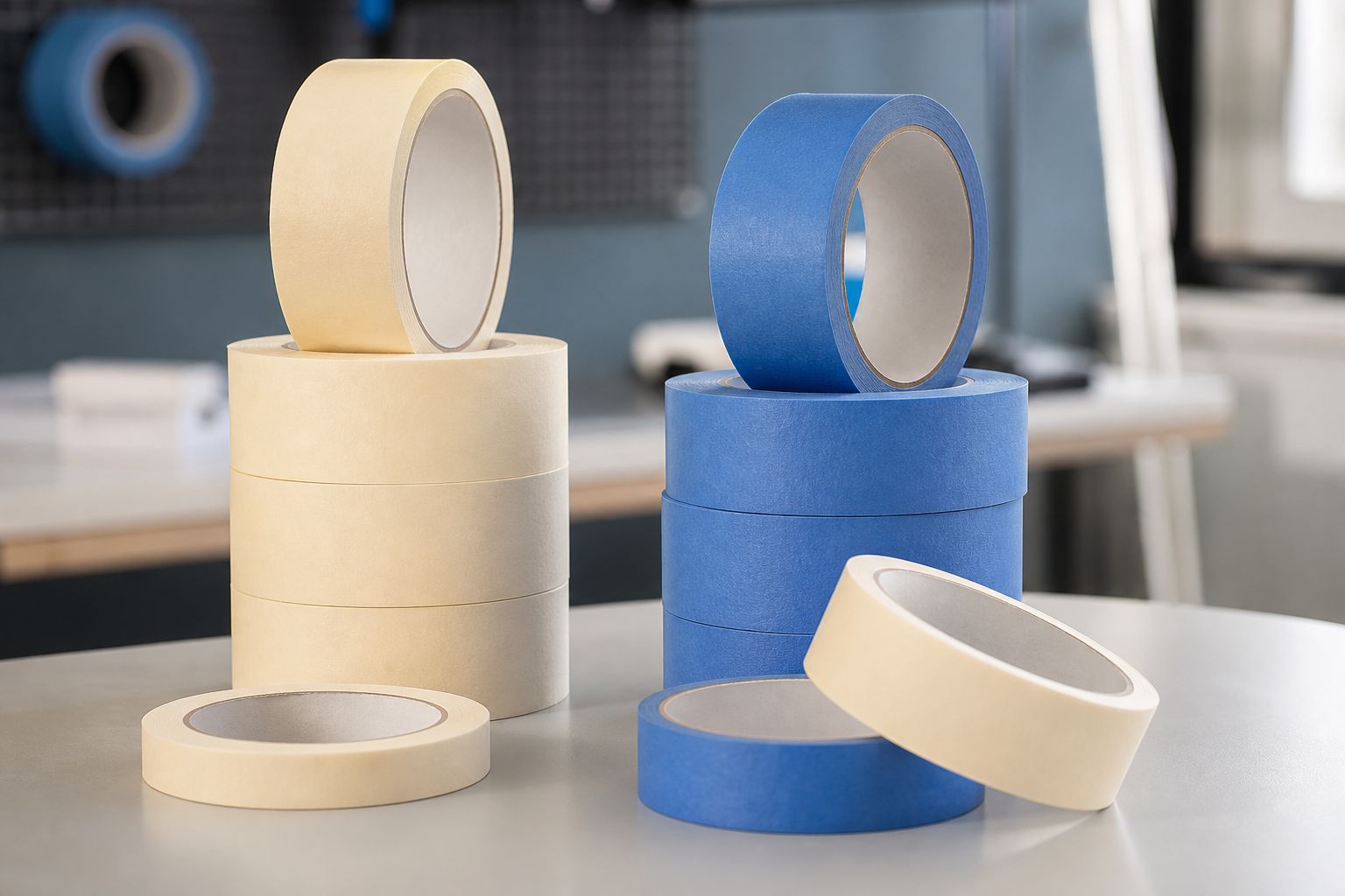 Industrial masking tape rolls